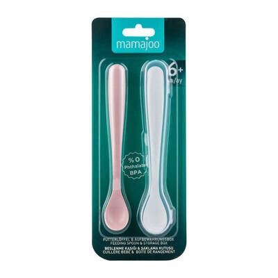 MAMAJOO 2 x FEEDING SPOONS POWDER PINK & STORAGE BOX