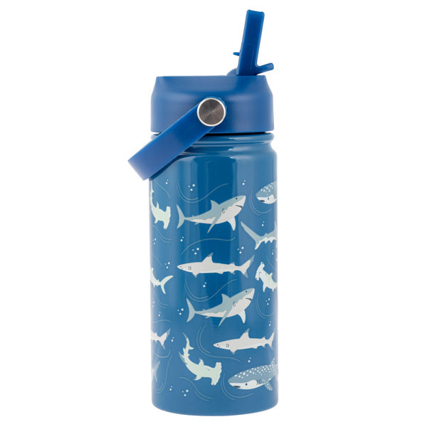INSULATED SS BOTTLE W/HANDLE SHARK (F24)