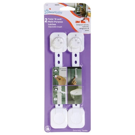 Dreambaby Twist 'N Lock Multi-Purpose Latch – White, 2 Pack