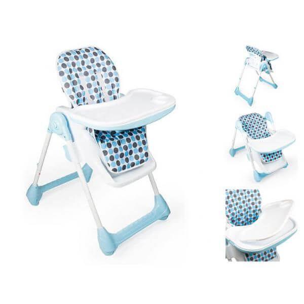 Blue Baby High Chair with Removable Tray – 3 Recline & 6 Height Positions
